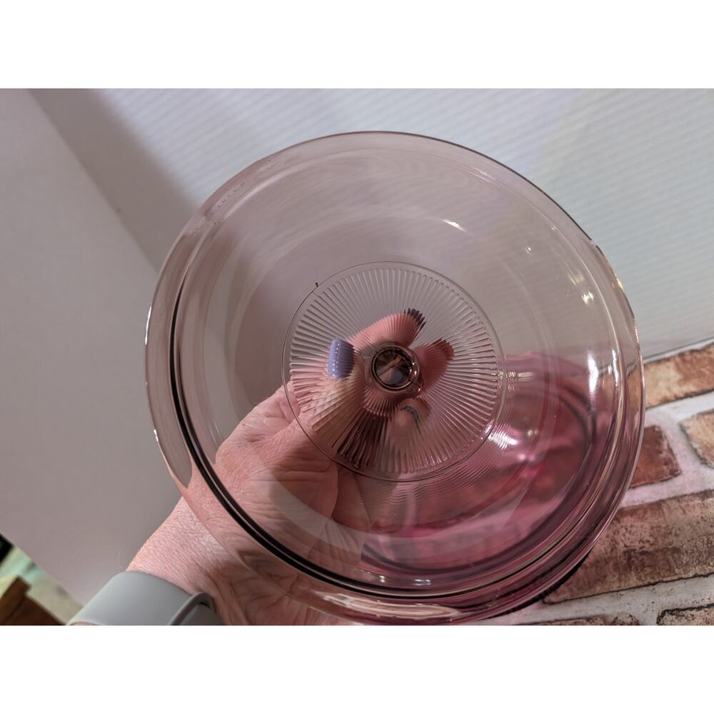 VTG Vision Corning Ware, USA 1 Qt Cranberry Teflon Glass Bowl Dish W/ Lid V-31-B - Picture 3 of 8